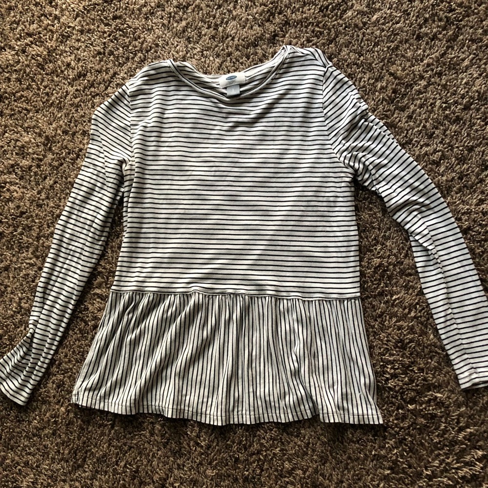 Flowy black and white striped blouse